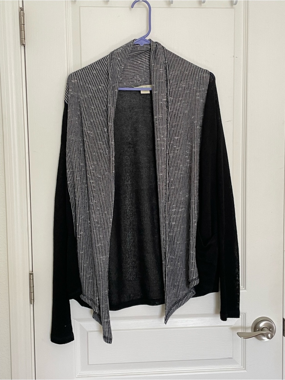 Open-Front Shawl Collar Sweater Cardigan - Black & Gray